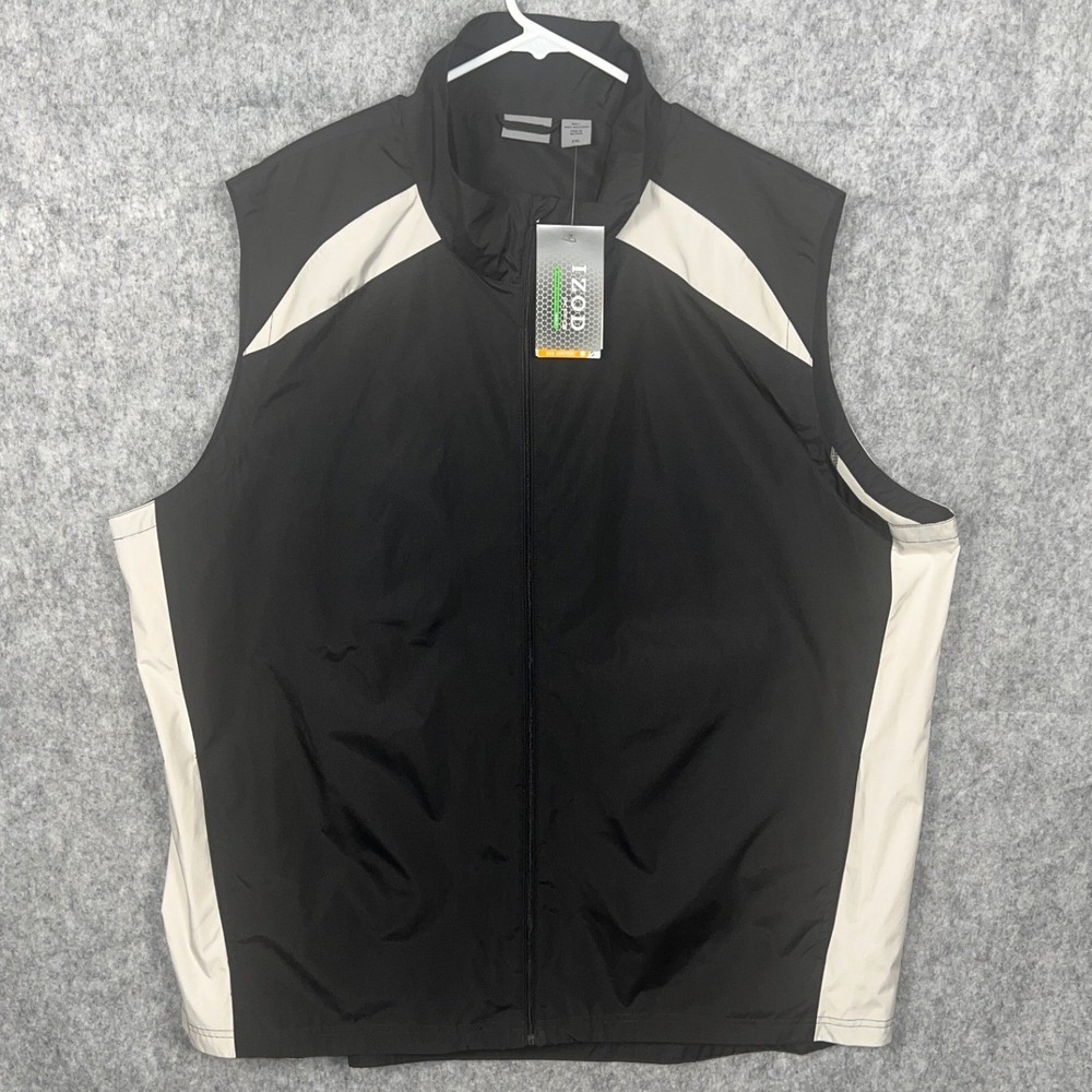 IZOD Men's Golf Vest XXL Black Full Zip UPF 50 Sun Control Performance 3188 New